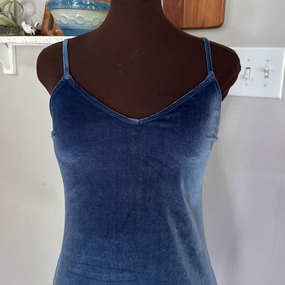 NWT Hollister Co womens velour mini slip dress size XS dusty blue fall event wed - Picture 2 of 10
